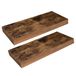 HOOBRO Wandrek, zwevend rek, set van 2, stabiele wandplanken, hangplanken, met onzichtbare houders, voor slaapkamer, keuken, kantoor, badkamer, Rustiek Bruin EBF40BJ01