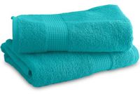 Set van 2 douchehanddoeken, 70 x 130 cm, 100% katoen, 450 g/m², turquoise blauw