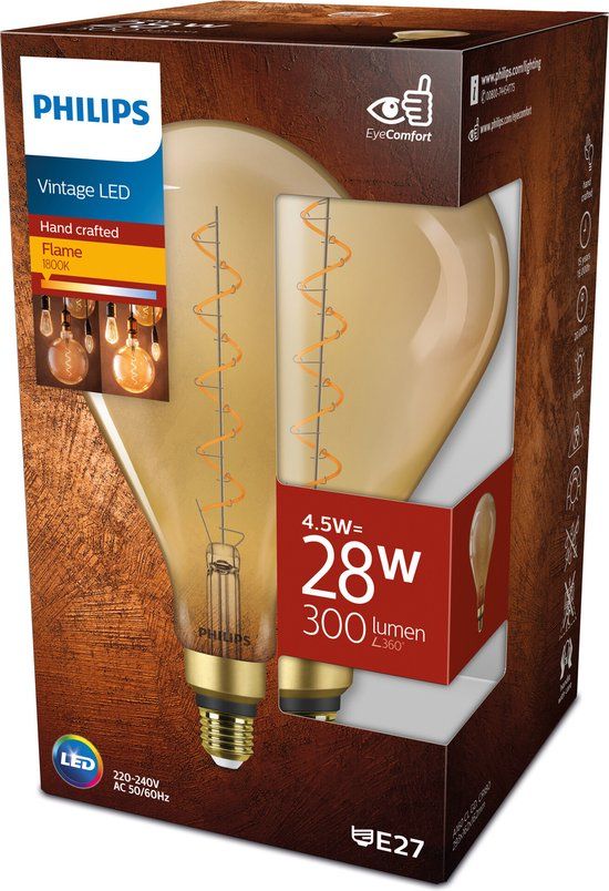 Philips LED E27 Peer Lamp - 5W - Warm White - 162mm x 293mm - 1-pack
