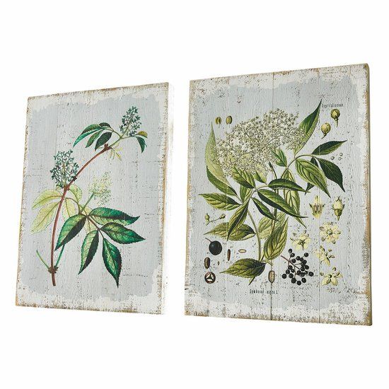 Loberon Decoboard set van 2 Loanne wit/groen
