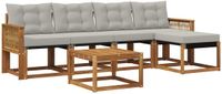 vidaXL - Bank loungeset - 5 zitplekken - Naturel en lichtgrijs - Acacia hout