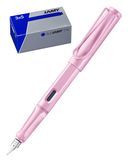 Lamy Set van 1x Safari vulpen 0D2 in lichtroze veer fijn en 1x T10 3-delige set inktpatronen in originele doos - inktkleur blauw