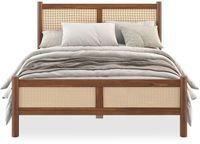 IDIMEX Massief houten bed CEFIRA 140x190 cm met rotanvlechtwerk – kastanje-afwerking