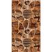 Creative, Rideau imprimé motifs et formes bois poli 140x245 cm, 1 pièce