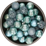 Bellatio Decorations kerstballen - 37x st - ijsblauw - D6 cm - kunststof
