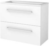 Basic Line Start 39 Badkamermeubelset - Ondiep - 80 x 39 cm - Met Grepen - 2 Lades - Acryl Wastafel - Zonder Kraangat - Ice White