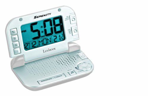 Lexibook Serenity Voyage, Programmeerfunctie, Uitgang voor het aansluiten van de hoofdtelefoon, Wekker- en Snooze-toets, Batterijen, Wit/Zilver, RL930