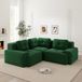 REDOM Canapé d'angle modulaire 3 places – Revêtement en velours côtelé – Vert