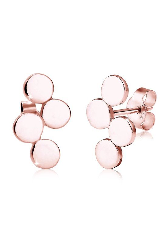 Elli Oorbellen cirkel geo minimalisme 925 zilver roze verguld - 4050878545024