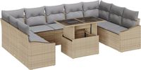 vidaXL Tuinbank Set 10-delig Beige en Lichtgrijs