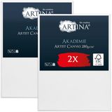 Artina Akademie – Set van 2 Schilderdoeken Canvas 70x90 cm – Spieraam van FSC® Hout – Wit Canvas 100% Katoen – 280 g/m