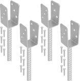 KOTARBAU® 4 st Paalhouder Beton, Verzinkt Staal, 51 mm, Zilver