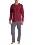 CALIDA Heren Pyjama Lang Katoen XL Marine/Bordeaux/Wit