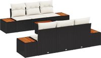 vidaXL Tuinbank - Set - 7 - st - Zwart - Poly - rattan