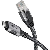 Goobay USB-C naar RJ45 Gigabit Ethernet Kabel - 1m - Zwart/Grijs
