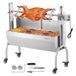 VEVOR Barbecue à Charbon avec Tournebroche Électrique 52 W Charge 90 kg, Rôtissoire Barbecue 118,5 cm, en Inox, avec Pare-Brise et Roues Verrouillables, pour Rôtir Agneau Porcelet Poulet Camping