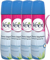 Veet Spray Gevoelige Huid Voordeelverpakking 4x150ml
