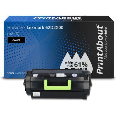 PrintAbout Huismerk Lexmark 62D2X00 (622X) Toner Zwart Extra hoge capaciteit