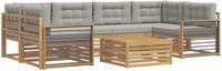 vidaXL - Hoek loungeset - 6 zitplekken - Polyester - Wit en lichtgrijs
