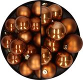 Merkloos / Sans marque Kaemingk B.V. Kerstballen kunststof - 28x stuks - bruin - 4 en 6 cm - onbreekbaar