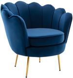 Vente-unique Set tweezitsbank en fauteuil van fluweel - Nachtblauw - DANDELION