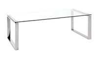HAKU Möbel Salontafel roestvrij staal, Roestvrij staal, veiligheidsglas 8 mm - Maat: B 120 cm x H 40 cm x D 60 cm, Stijl: Modern