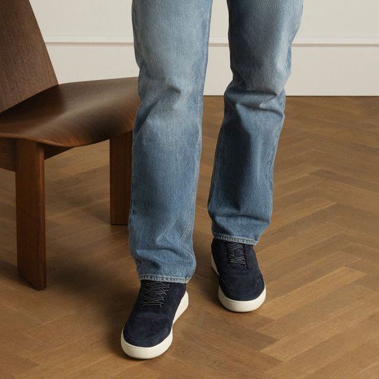 Manfield Heren Donkerblauwe Suède Sneakers Maat 45