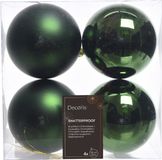 Decoris Kerstballen - 4 stuks - donkergroen - 10 cm - kunststof