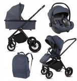 BabyLux® Kinderwagen 3in1 Set CASTOR, Opvouwbare Lichtgewicht Kinderwagenset Incl. Reiswieg, Buggy, I-Size Baby-Autostoeltje, Luiertas En Meer Accessoires, 4 Ligstanden, 0-22kg, Uv-Bescherming 50+