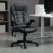 Fauteuil de bureau ergonomique avec massage électrique et chauffage, revêtement synthétique noir.