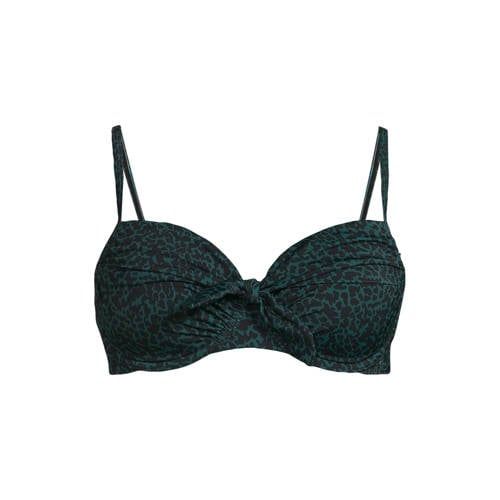 BEACHWAVE voorgevormde beugel bikinitop donkergroen/zwart