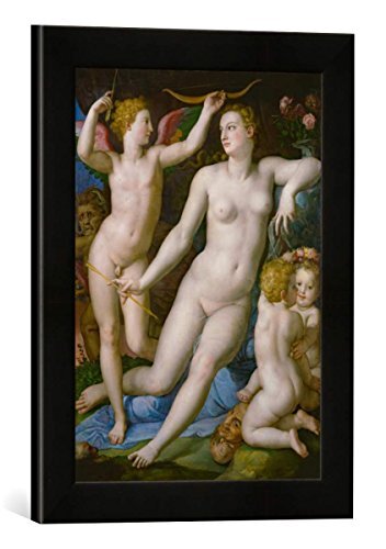 kunst für alle Ingelijste afbeelding van Agnolo Bronzino Venus, Amor en het zoeken naar keuze, kunstdruk in hoogwaardige handgemaakte fotolijst, 30 x 40 cm, zwart mat