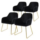 ML-Design Eetkamerstoel set van 4 met rugleuning en armleuningen zwart Keukenstoel met microvezel fluwelen bekleding