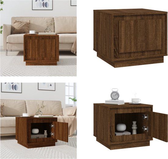 vidaXL Salontafel 51x50x44 cm bewerkt hout bruin eikenkleur