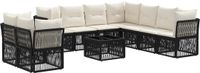 vidaXL - Tuinbank - Set - 9 zitplekken - Zwart - Polyrattan