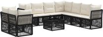 vidaXL - Tuinbank - Set - 9 zitplekken - Zwart - Polyrattan