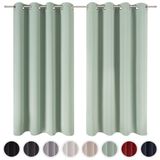 Blumtal Gordijnen - Verduisterend Gordijn Kant en Klaar - Blackout Gordijnen - 117 x 138 cm - Zomer Groen - Set van 2
