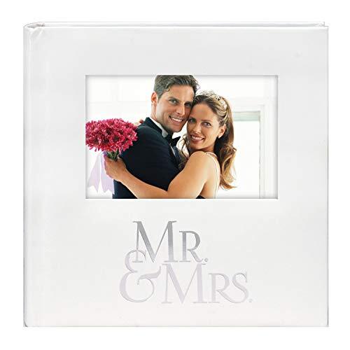 Malden International Designs Mr. & Mrs. Album met Memo & Foto Opening Cover Fotoalbum, 160-4x6, Wit