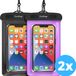 Earkings Waterdichte telefoonhoesjes - Drybag Set van 2 stuks - Onderwater Hoesje Telefoon voor Alle Telefoons - Zwart & Paars