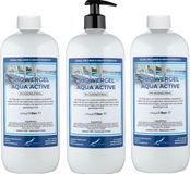 Claudius Cosmetics B.V. Douchegel Aqua Active 1 liter - set van 3 stuks - met gratis pomp - Showergel