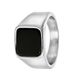 Lucardi Heren Zegelring met black agate - Ring - Vaderdag Cadeautje - Staal - Zilverkleurig