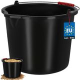 KOTARBAU® Bouwemme 16 L - Mortelemmer van Kunststof - Cementemmer - Emmer met Uitgiettuit en Handgreep - Emmer voor Bouwplaats - Zwart