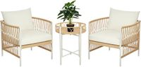 Outsunny Gartenmöbel Set PE Rattan, Polyester Gelb