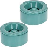Merkloos / Sans marque Koopman International Stormasbak - 6 stuks - Terras Asbakken - Petrol - 12 x 6 cm - Dolomiet Kunststeen