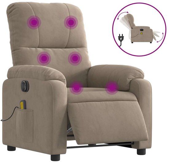 vidaXL Massagestoel elektrisch verstelbaar microvezelstof taupe