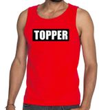 Bellatio Decorations Shoppartners Bv Topper in kader tanktop heren rood / mouwloos shirt Topper in zwarte balk - heren S