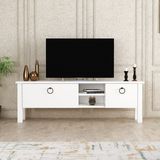 Asir TV-kast - televisiemeubel - wit - 140 x 44,8 x 35 cm