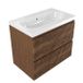 Saniclass Holz Atelier Badkamermeubelset - 80x45x63.5cm - Palermo keramische wastafel wit - 1 wasbak - zonder kraangat - 2 lades - mat walnut pure (hout) SW1420803/SW24912