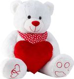 Iko-Import Klaus Otte Gmbh Ours en peluche doux - Avec cœur d'amour - 64 cm assis/100 cm debout