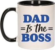 Bellatio Decorations Mok Papa - Zwart Oor - Pap is de Baas - 300 ml